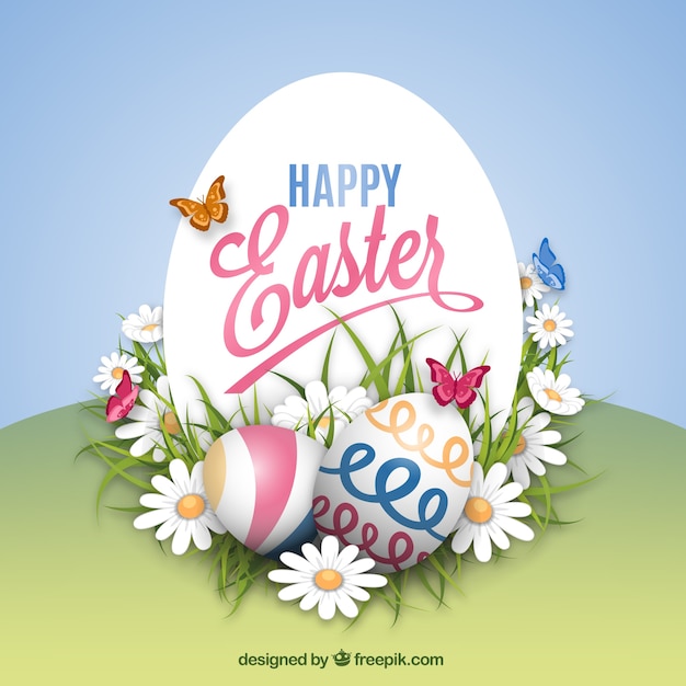 Download Easter card in spring style Vector | Free Download