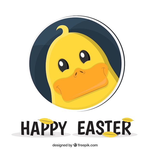 Download Easter card with cute duck | Free Vector