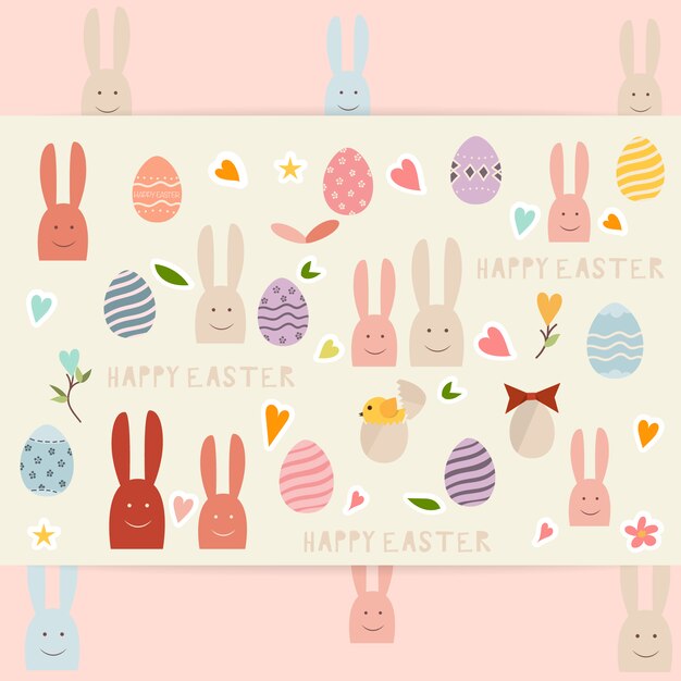 Easter collection of rabbits and eggs