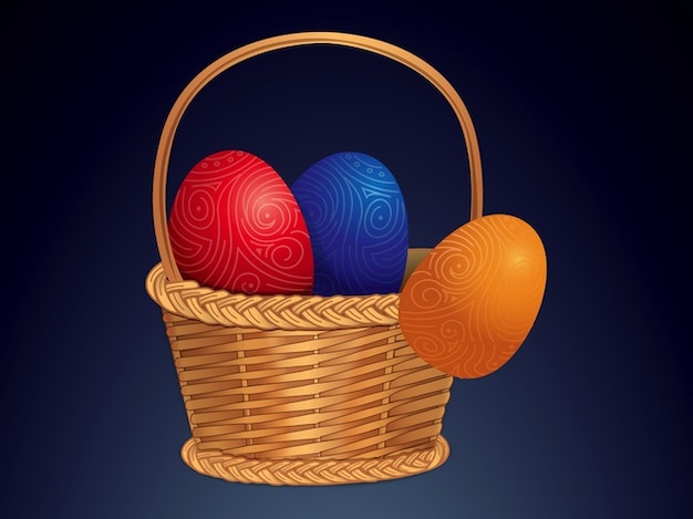 Easter colorful basket eggs vector