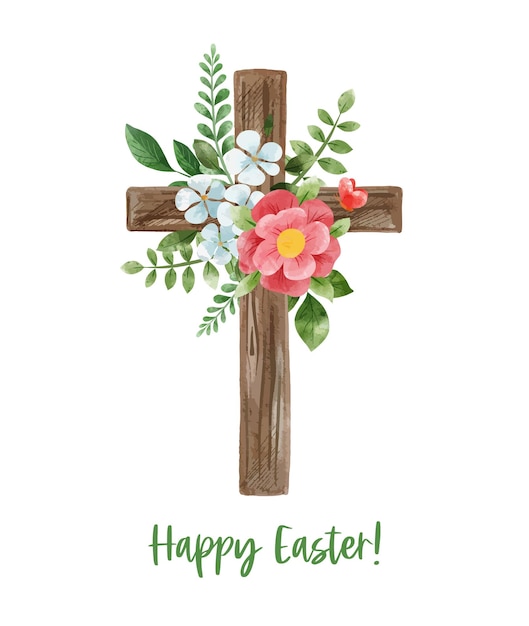 Premium Vector | Easter cross with floral decoration. hand drawn ...