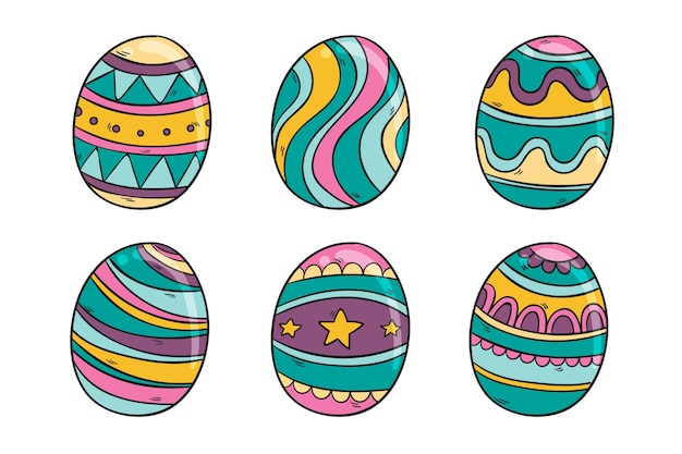 Easter day egg hand drawn set | Free Vector