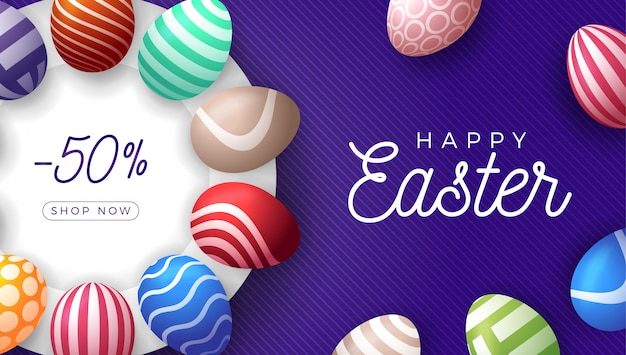 Premium Vector | Easter egg horizontal banner.