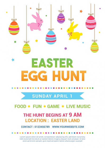 Premium Vector | Easter egg hunt poster vector illustration