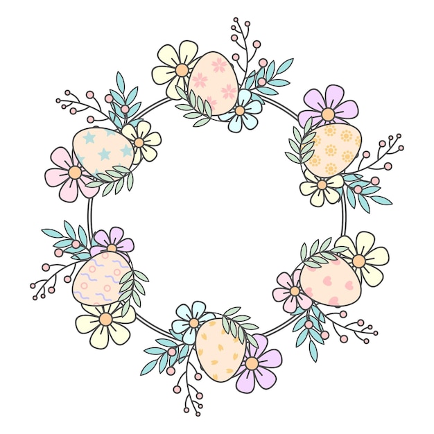 Premium Vector Easter Eggs And Flowers Circle Frame 0385