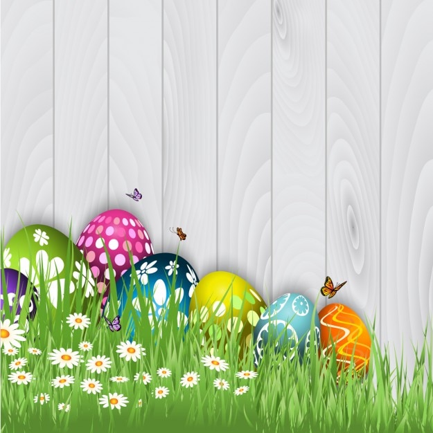 Free Vector Easter Eggs With Butterflies Background