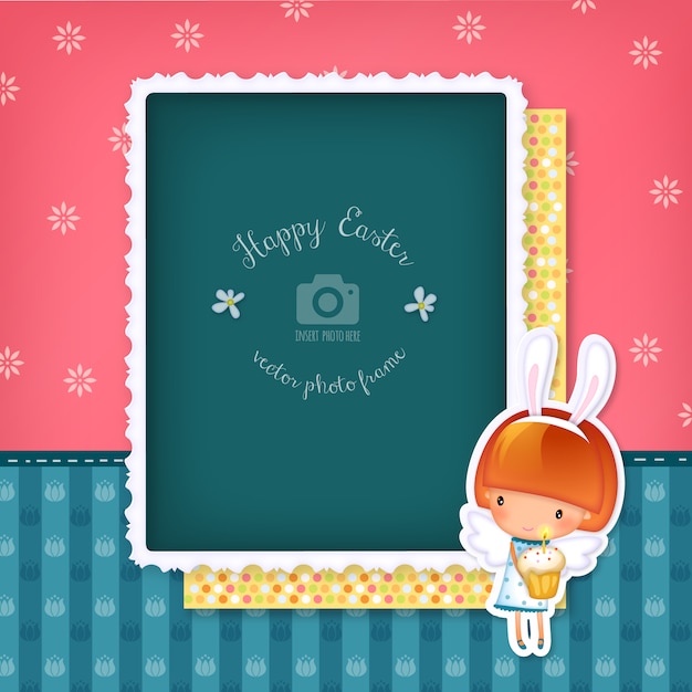 Easter photo frame design Free Vector