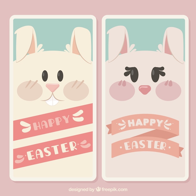 Download Easter rabbits banners Vector | Free Download