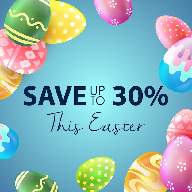 Premium Vector Easter sale banner with beautiful colorful eggs on
