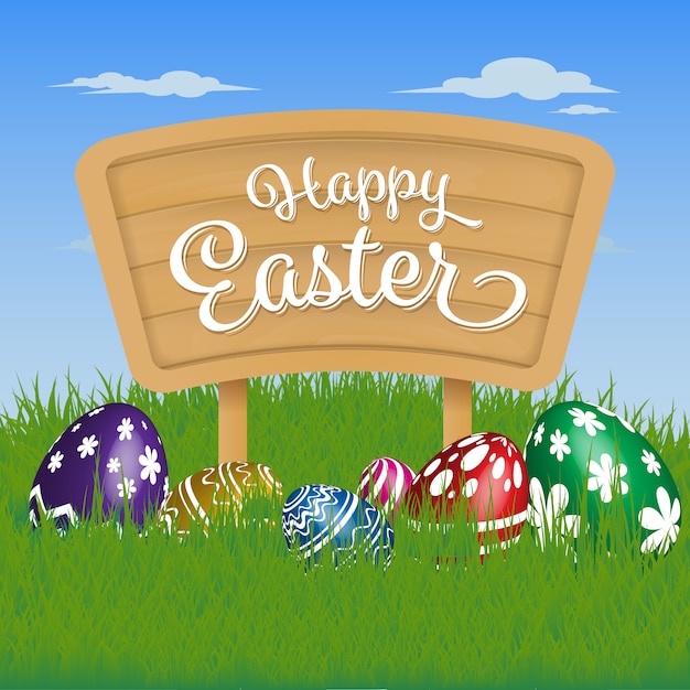 Free Vector Easter sign with eggs