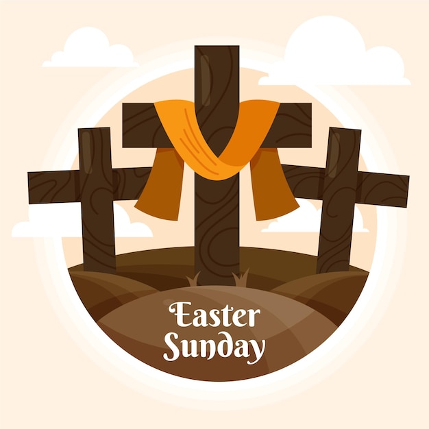 Free Vector Easter sunday illustration with crosses