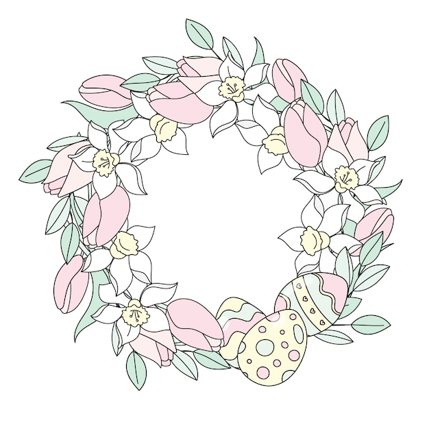 Premium Vector | Easter wreath