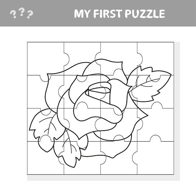 Premium Vector Easy educational paper game for kids. red rose puzzle