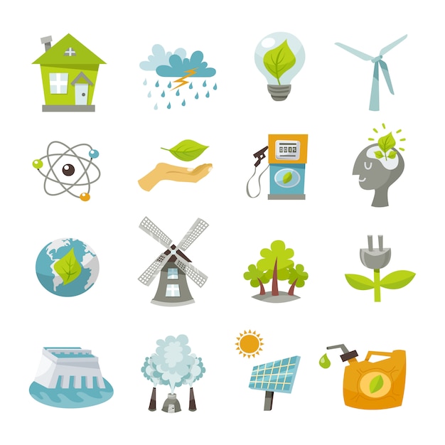Download Free Vector | Eco energy icons flat