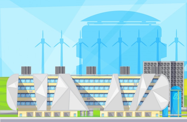 Eco friendly plant facilities with waste to energy converting converting technology Free Vector