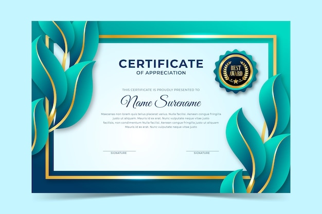 Premium Vector Ecological certificate with leaves frame