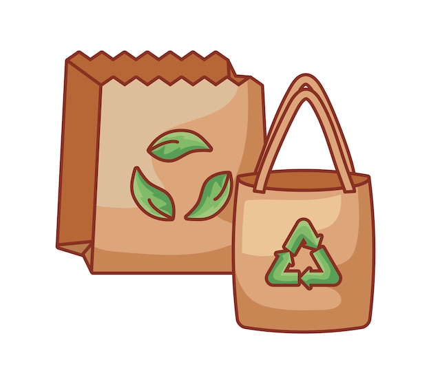 Premium Vector Ecological Paper Bags Isolated