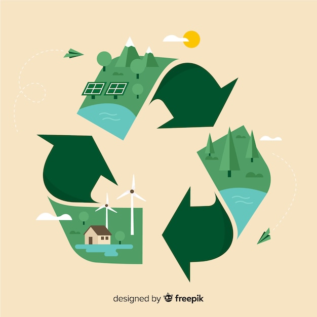 Ecology concept background flat design Free Vector
