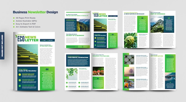 Premium Vector Ecology Green Newsletter Design Or Environmental Journal Magazine Design