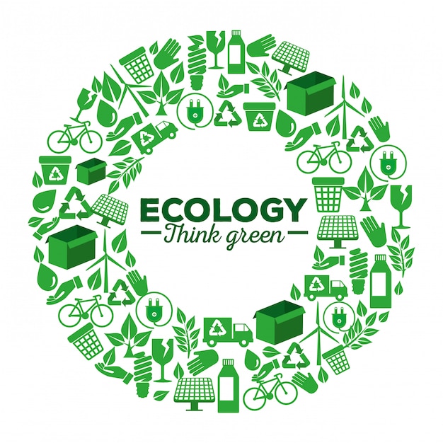 Ecology label with renewable element to protection | Premium Vector