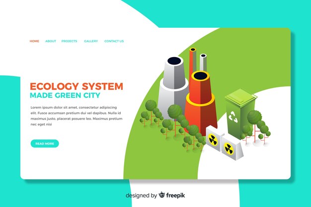 Ecology landing page isometric design Free Vector
