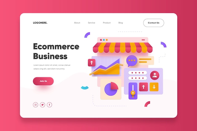 Ecommerce business landing page template Free Vector