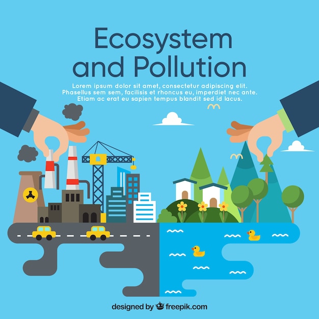 Ecosystem and pollution concept in flat style Vector | Free Download