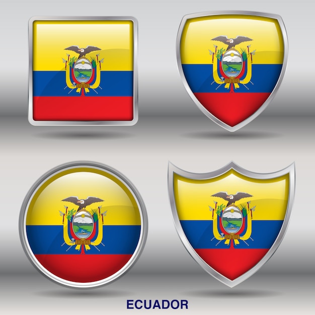 Premium Vector Ecuador Flag Bevel 4 Shapes Icon