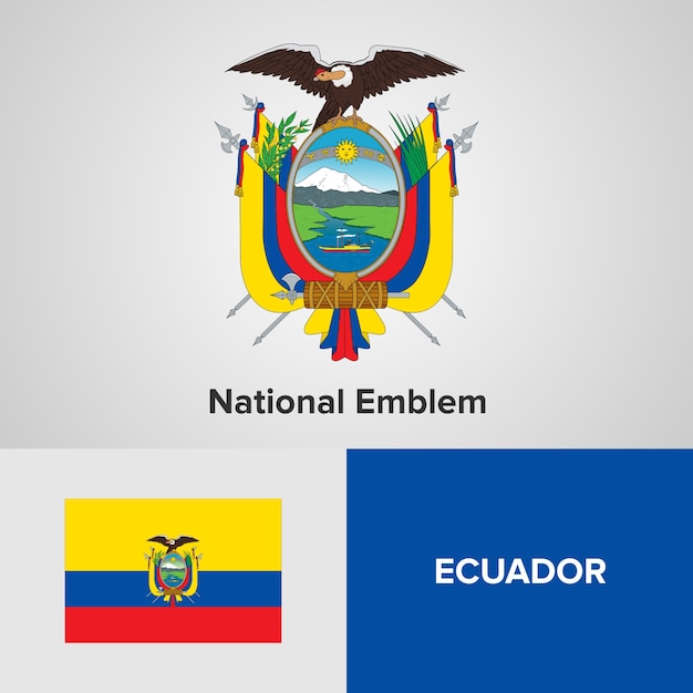 Ecuador national emblem and flag | Premium Vector