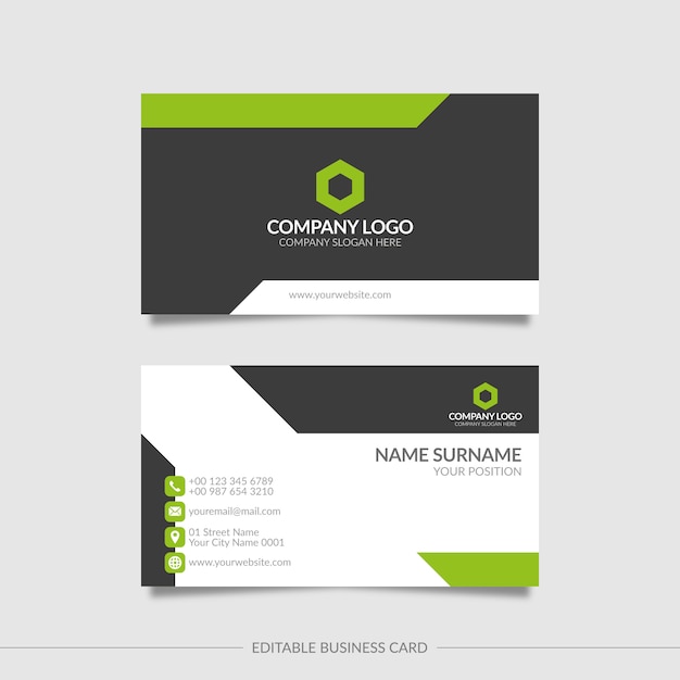 Premium Vector Editable business card template with abstract shapes