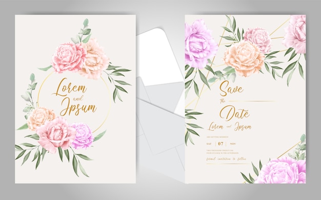 Editable elegant wedding invitation card template with ...