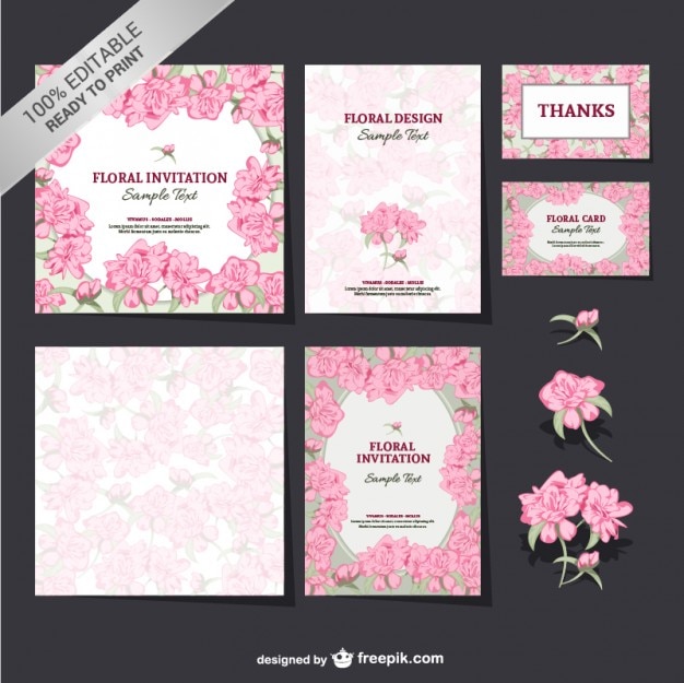 Download Free Vector | Editable floral mock-up set