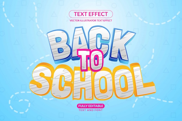 Editable kids back to school text effect style Premium Vector