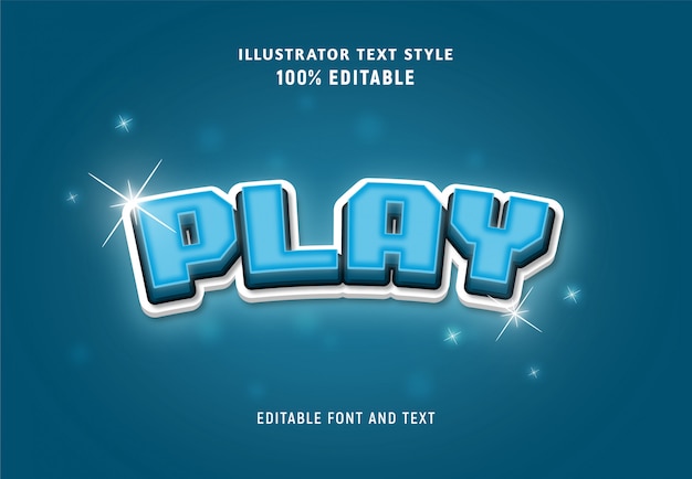 Premium Vector | Editable text about play blue color with sparkles.