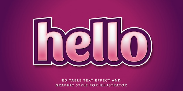 Premium Vector | Editable Text Effect Hello Purple Text Style