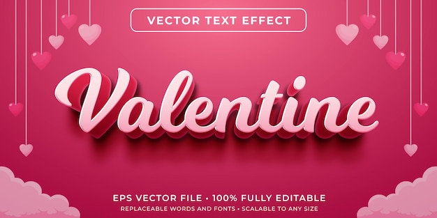 筆記体のバレンタインスタイルの編集可能なテキスト効果 プレミアムベクター