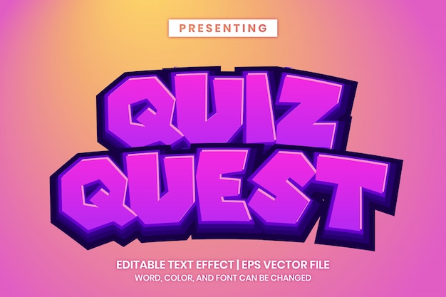 Download Free Editable Text Effect Quiz Quest Game Logo Title Style Premium Use our free logo maker to create a logo and build your brand. Put your logo on business cards, promotional products, or your website for brand visibility.