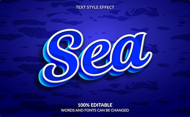 Premium Vector Editable Text Effect Sea Text Style