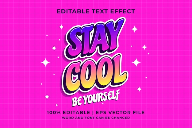 Premium Vector | Editable text effect - stay cool cartoon template ...