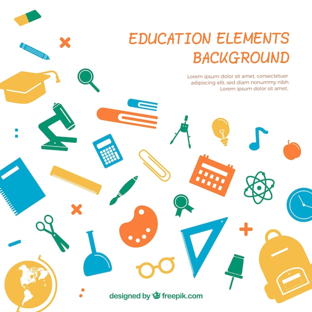 Education concept background with elements in\
different colors