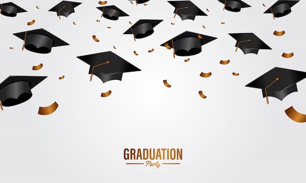Premium Vector Education Concept Graduation Party Banner With Cap