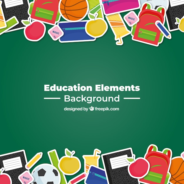 Education elements background in flat style | Free Vector