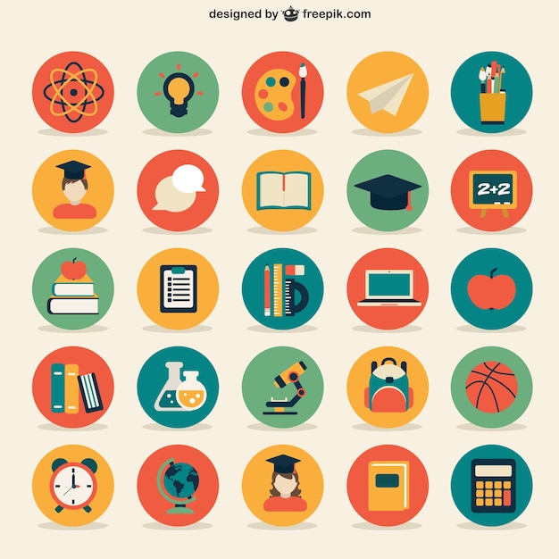 Education icons collection | Free Vector