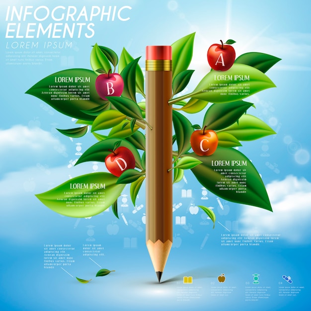 Premium Vector Education Infographic Template Design With Pencil Tree