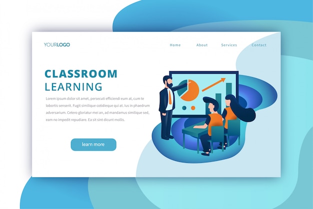 premium-vector-education-landing-page-template-with-classroom