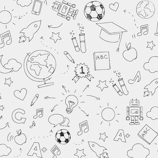 Education pattern background in doodle style Free Vector