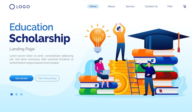 Premium Vector | Education Scholarship Landing Page Website ...