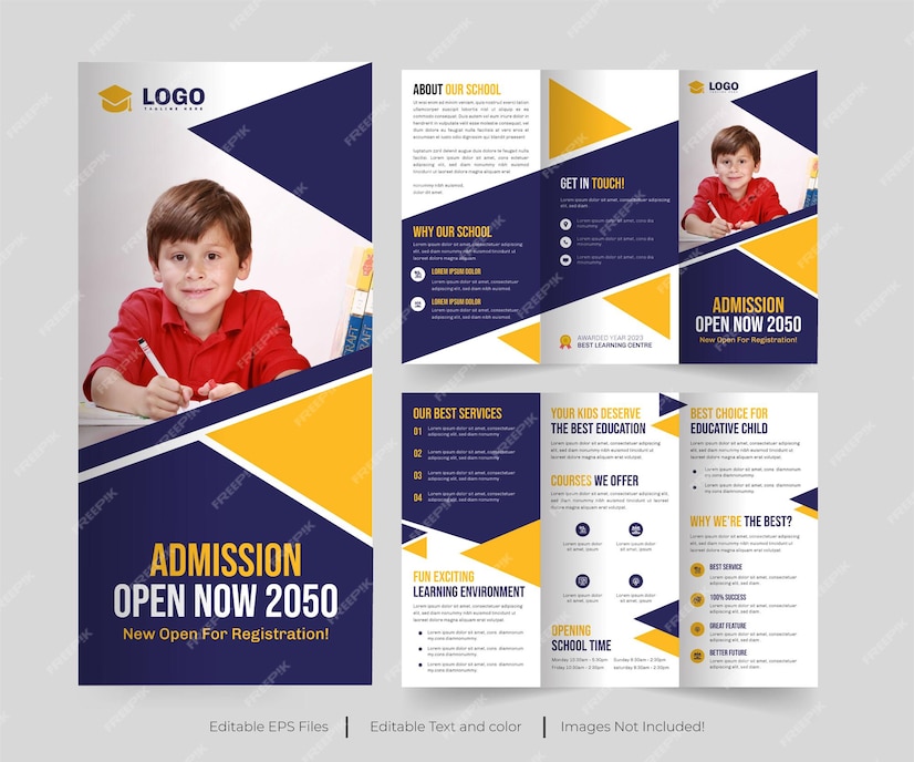 Premium Vector | Education trifold brochure or education brochure design