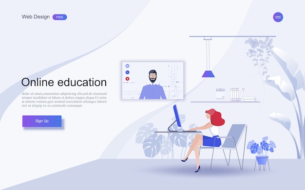 Education for website and landing page template.online education, training and courses, learning, Premium Vector
