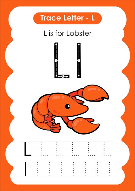 Premium Vector Educational Alphabet Tracing Worksheet With Letter L Lobster